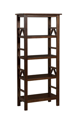Wooden Bookcase with Four Spacious Open Storage Shelves, Brown