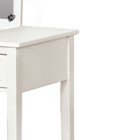 Wooden Vanity with Flip Top Mirror and Cushioned Stool,White and Beige