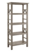 Wooden Bookcase with Four Spacious Open Storage Shelves, Gray