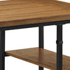 Wooden Desk with Two Open Shelves and Metal Legs, Brown and Black