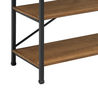 Wooden TV Stand with Two Open Shelves and Metal Feet, Brown and Black