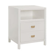 Wooden End Table with Two Drawers and One Open Shelf, White