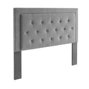 Fabric Upholstered Full Queen Headboard with Button Tufted Accent,Gray