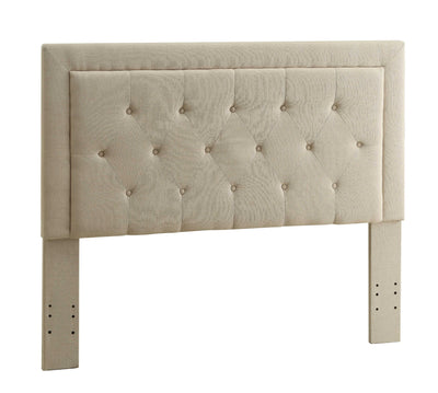 Fabric Upholstered Full Queen Headboard with Button Tufting, Beige