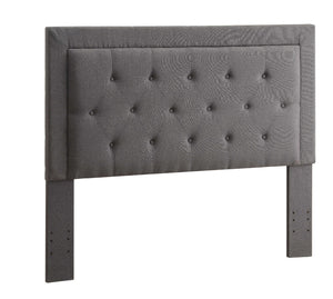 Fabric Upholstered Full Queen Headboard with Button Tufting, Gray