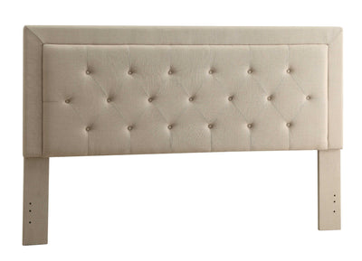 Fabric Upholstered King Size Headboard with Button Tufted Accent,Beige