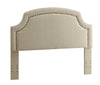 Wood and Fabric Full Queen Size Headboard with Scalloped Edges, Beige