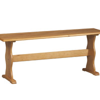 Wooden Rectangular Bench with Sleek Pedestal Style Feet, Brown