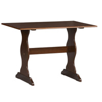 Wooden Rectangular Table with Curved Pedestal Style Feet, Dark Brown