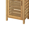 Slated Bamboo Cabinet with 3 Open Shelves and 3 Hidden Shelves, Brown
