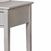 Wooden Vanity with Flip Top Mirror and Cushioned Stool, Gray and Beige