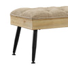 Tufted Fabric and Wood Bench with Angled Legs,Set of 2,Beige and Black