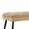 Tufted Fabric and Wood Bench with Angled Legs,Set of 2,Beige and Black