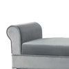 Velvet Upholstered Wooden Bench with Rolled Armrest, Black and Gray