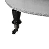 Velvet Upholstered Round Tufted Ottoman with Casters, Gray and Black