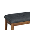 Fabric Upholstered Wooden Bench with Tapered Legs, Gray and Brown