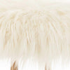 Faux Fur Upholstered Metal Stool with Angled Legs, Gold and Cream
