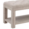 Fabric Upholstered Wooden Bench with Open Bottom shelf, Beige