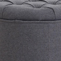 Fabric Upholstered Storage Ottoman with Tufted Removable Lid, Gray