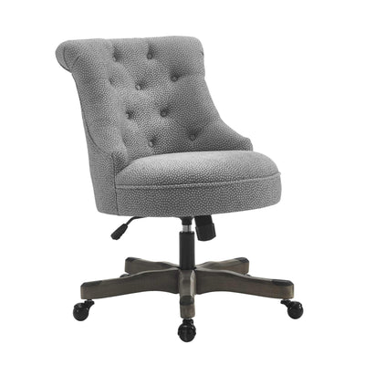 Wooden Office Chair with Textured Fabric Upholstery, Gray