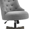 Wooden Office Chair with Textured Fabric Upholstery, Gray