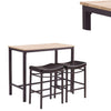 3 Piece Metal and Wood Pub Set with Upholstered Stools,Black and Brown