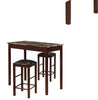 3 Piece Marbleized Wooden Counter Set with Stools, Brown and Black