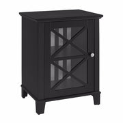 Single Door Wooden Cabinet with 2 Compartments, Small, White and Black