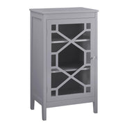 Single Door Wooden Cabinet with 3 Storage Compartments, Small, Gray