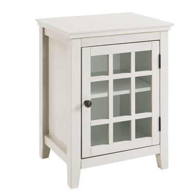 Wooden Single Door Cabinet with Two Storage Compartments, White