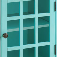 Wooden Single Door Cabinet with Two Storage Compartments, Blue