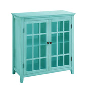 Wooden Two Door Cabinet with Four Storage Compartments, Blue