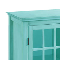 Wooden Two Door Cabinet with Four Storage Compartments, Blue