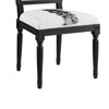 Wooden Chair with Floral Motif Upholstery, Set of 2, Black and White