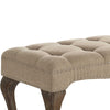 Fabric Upholstered Wooden Bench with Tufting Details, Beige and Brown