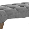Fabric Upholstered Wooden Bench with Tufting Details, Gray and Brown