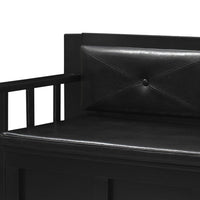 Fabric Upholstered Wooden Storage Bench with Flip Top Seat, Black