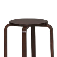 Round Wooden Stackable Stool with Straight Legs, Set of 4, Brown