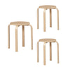 Round Wooden Stackable Stool with Straight Legs, Set of 4, Beige