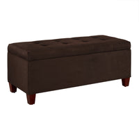 Fabric Upholstered Wooden Shoe Storage Ottoman, Brown