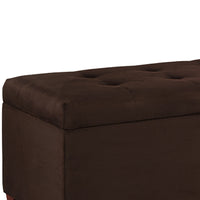 Fabric Upholstered Wooden Shoe Storage Ottoman, Brown