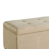 Fabric Upholstered Wooden Shoe Storage Ottoman, Brown and Beige