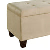 Fabric Upholstered Wooden Shoe Storage Ottoman, Brown and Beige