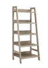 Transitional Style Wooden Ladder Bookcase with Five Shelves, Gray