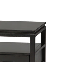 Wooden Coffee Table with Two Drawers and Open Shelves, Black