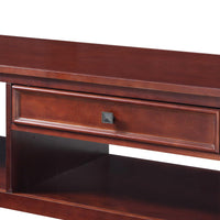 Wooden Coffee Table with Spacious Shelves and Drawer, Brown