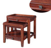 Space Saving Wooden Nesting Tables with Storage Drawers,Set of 2,Brown