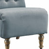 Fabric Upholstered Wooden Armless Chair with Roll Back, Blue and Brown