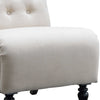 Fabric Upholstered Wooden Armless Chair with Roll Back,White and Brown