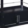 Spacious Wooden Kitchen Cart with Granite Inlaid Top, Black and Gray